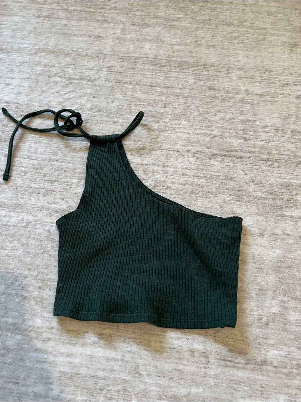aerie Ribbed One-Shoulder Crop Top - Forest Green